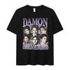 Горячая Распродажа Damon Salvatore ТВ Сериал Графический Принт Футболка Мужская Женская Ретро Готическая Мода Свободная Повседневная Оверсайз Уличная Одежда Харадзюку Y2K Летняя Новая Футболка