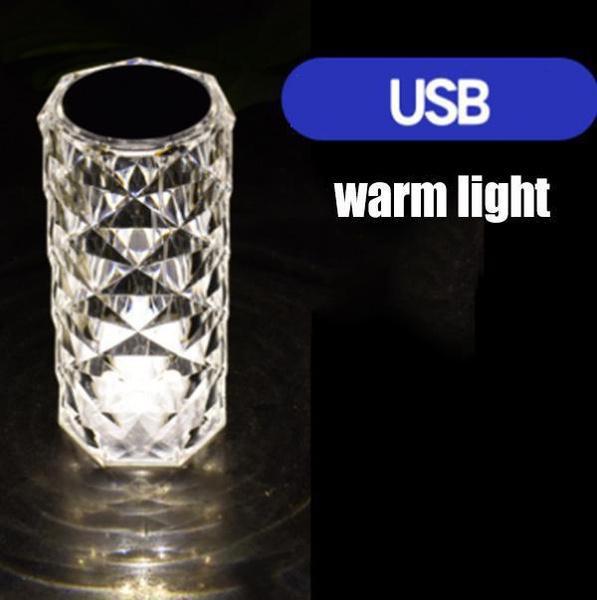 16/7/3/1 Colors LED Crystal Table Lamp Rose Light Projector Touch Adjustable Romantic Diamond Atmosphere Light USB Touch Night Light