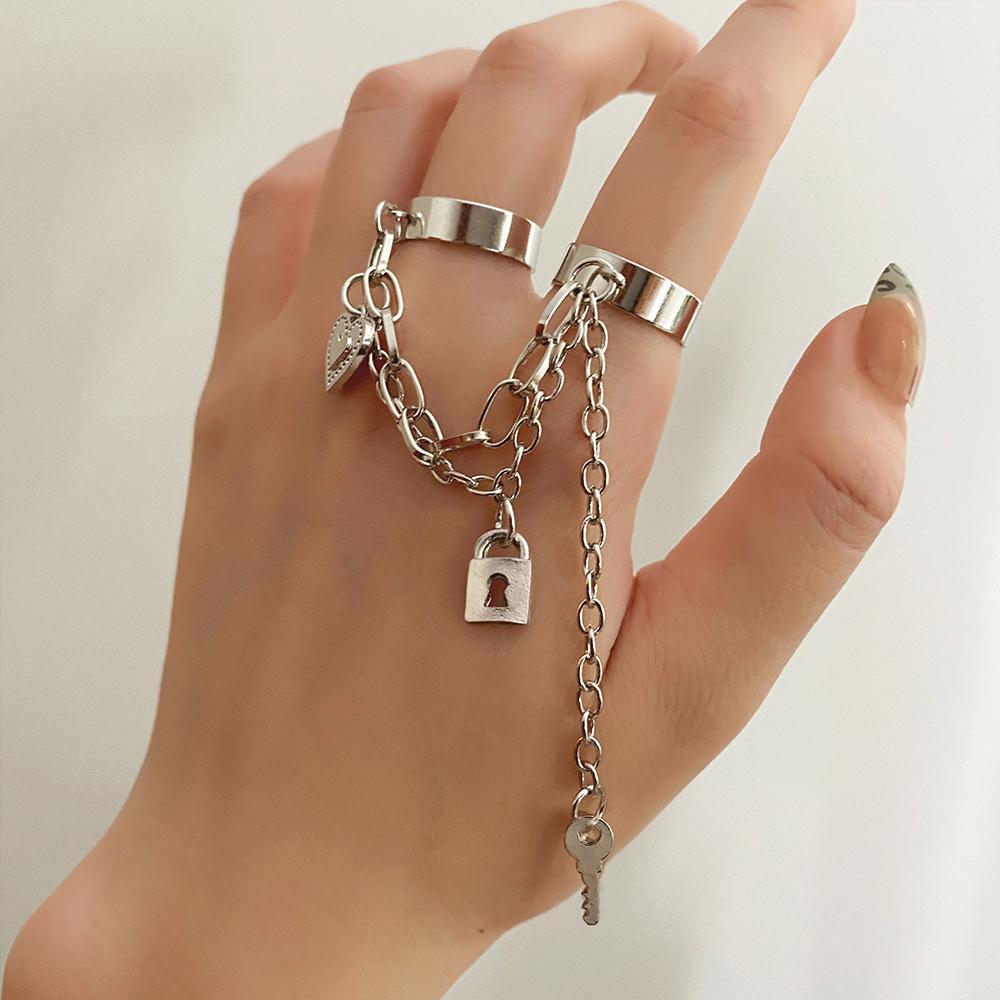 Новинка 2022 года, простые модные элегантные ювелирные изделия для мужчин и женщин, универсальное кольцо с подвеской в виде сердца, набор ключей с подвеской