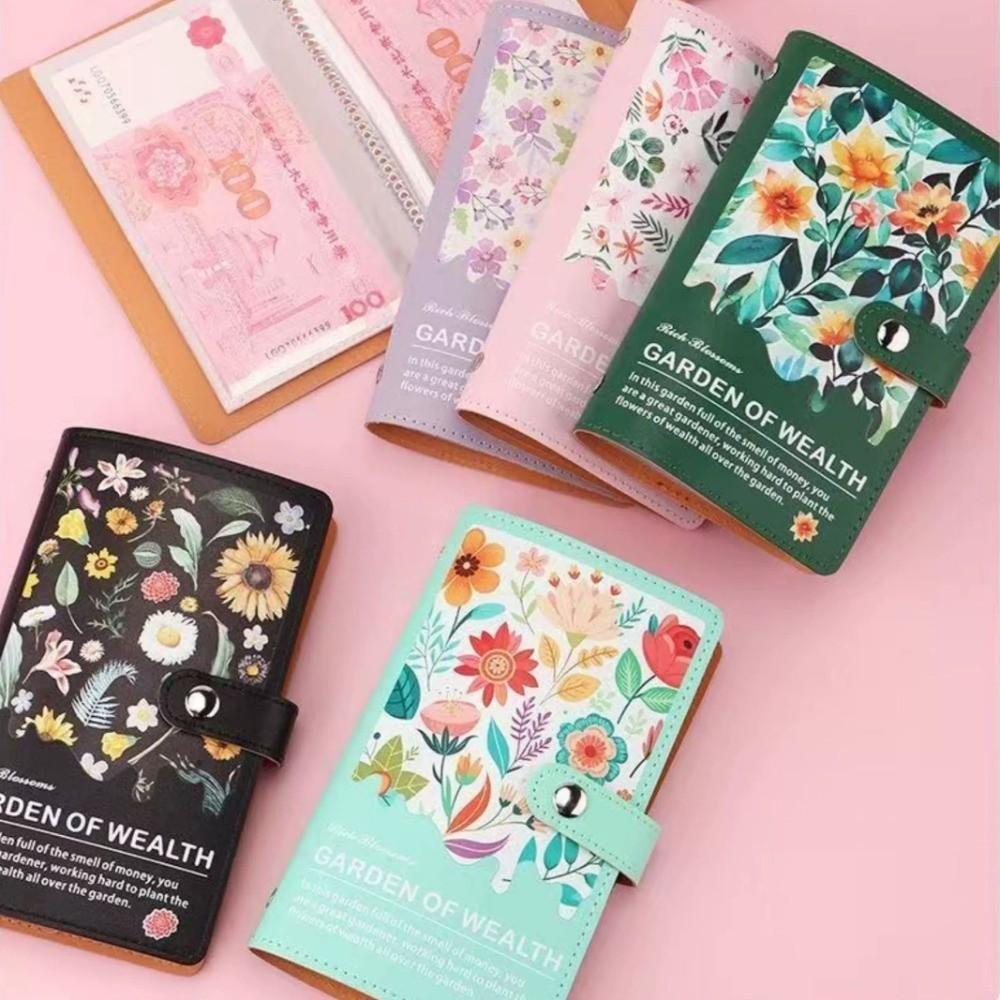 Budget Plan Money Saving Binder Flower Printed Account Book Cash Budget Notebook Cash Management