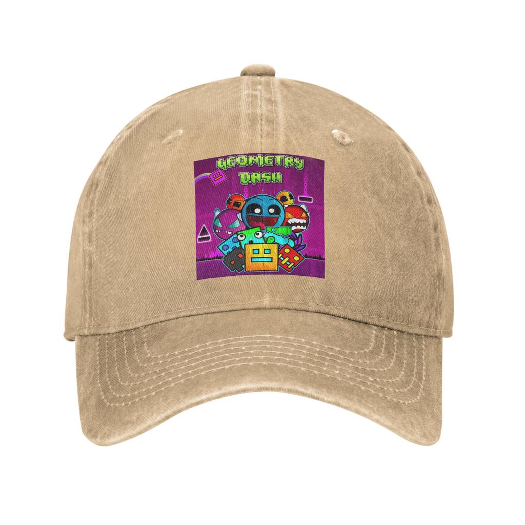 Video Game Geometry Dash Washed Denim Cap Casual Baseball Caps Adjustable Hat Summer Unisex Baseball Hats