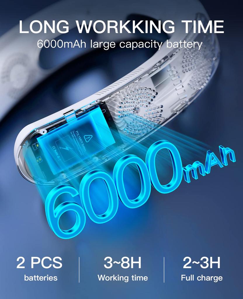 2024 Новый носимый кондиционер USB перезаряжаемый портативный 3 холодильный подвесной вентилятор на шею бесшумный 6000 мАч уличный летний охладитель