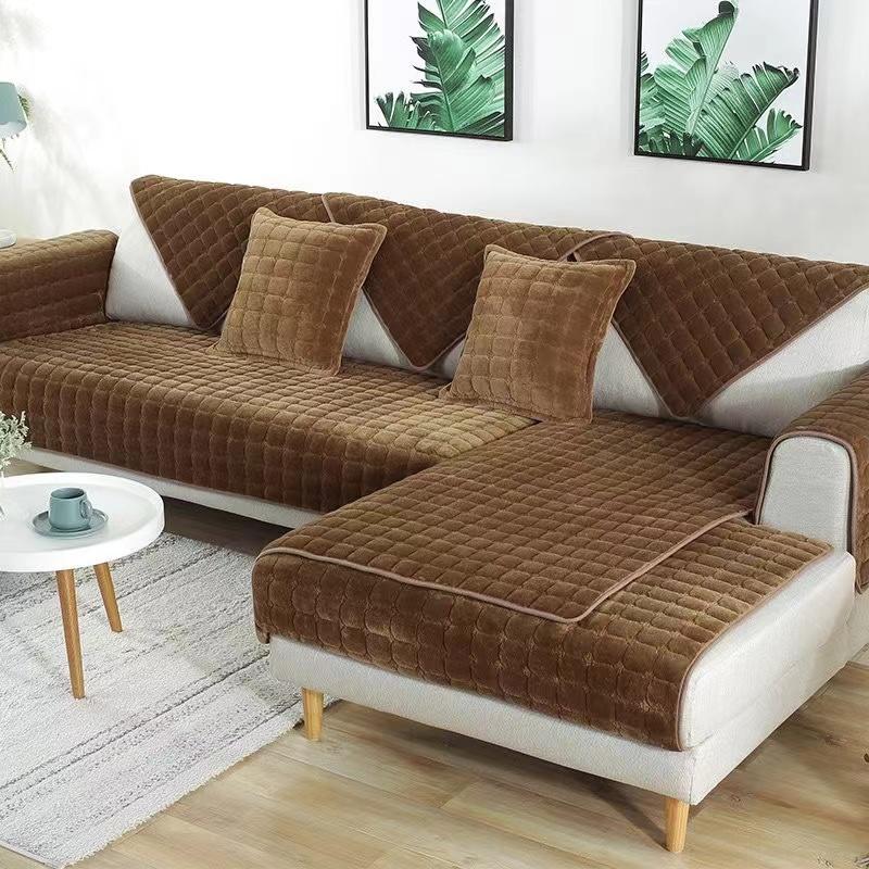Solid Flannel Thicken Color Fashion Plush Sofa Towel Soft Velvet Couch Cover For Sofa Antislip Sofa Cover For Living Room