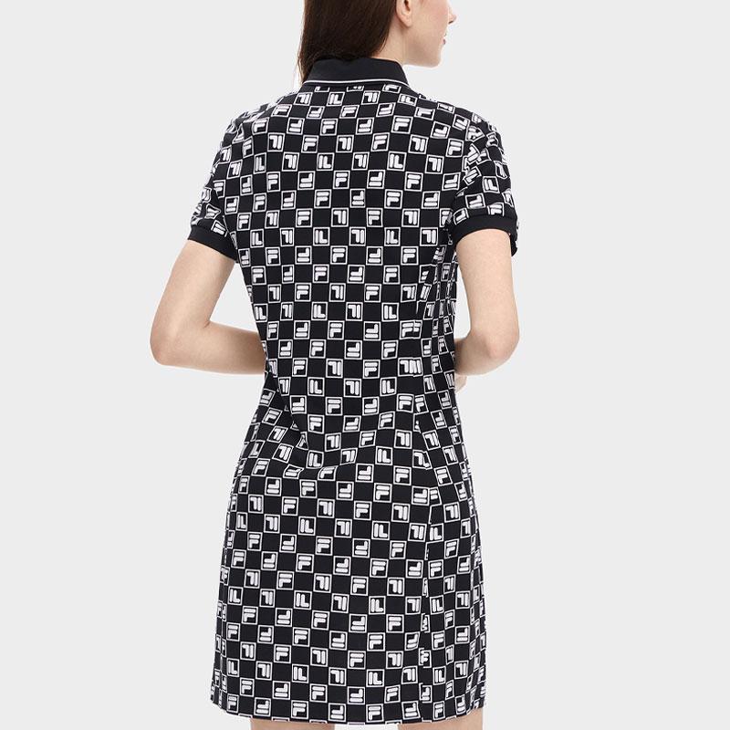 Fila All Over Logo Print Casual Polo Dress Women Dresses F51W429314AZB