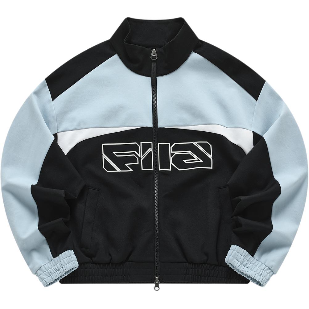 Fila Fusion Весна 2024 Новая вязаная куртка с длинным рукавом Модная куртка с цветовыми блоками и вставками Мужские куртки Черный T11W411501F-BK