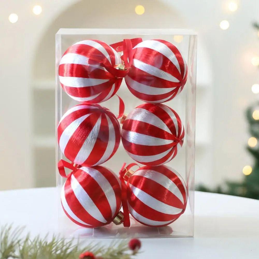 6Pcs Creative Christmas Ball Ornaments Elegant Shatterproof Christmas Tree Hanging Pendant Reusable 8cm