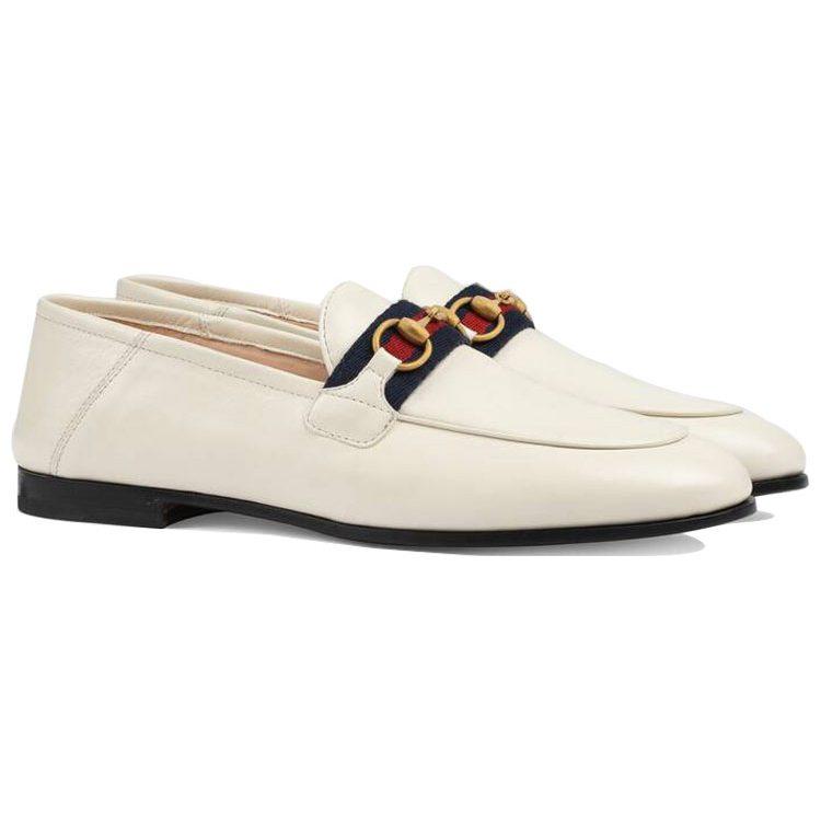 Gucci Женские лоферы без шнурков с сетчатой ​​вставкой, белые, модель 631619 CQXM0 9065