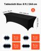VEVOR 6 Pack Table Cloth for 8FT Rectangular Fitted Events, Wrinkle-Resistant Stretch Black Table Covers, Washable Spandex Tablecloth Protector