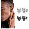 Готические Punk Серьги-гвоздики с головой волка для мужчин Женщин Хип-Хоп Крутые Животные Серьги-гвоздики Вечеринка Украшения
