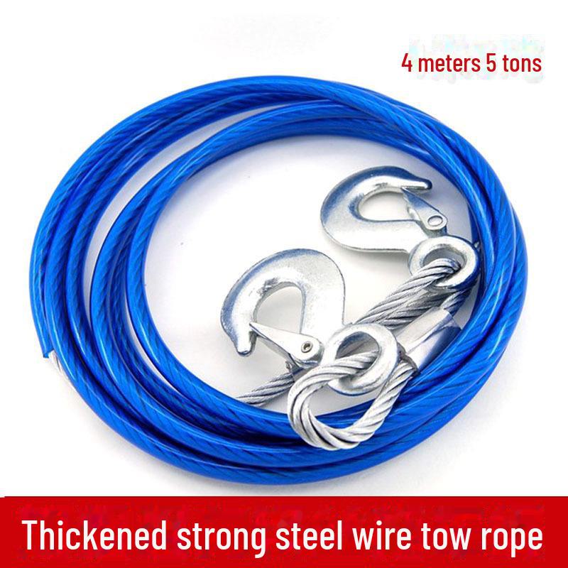 4m 5-Ton Car Tow Rope with Hooks - Safe Self-Driving Emergency Equipment