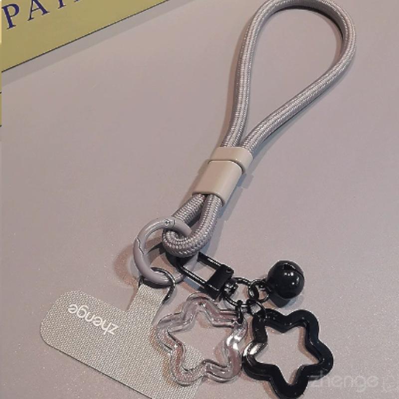 Женский хлопковый плетеный шнурок для телефона с подвеской-колокольчиком в виде звезды и дизайном дофамина