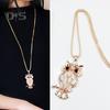 Owl Necklace Sweater Chain Faux Opal Rhinestone Decor Alloy Clothes Jewelry Dating Prom Party Garment Decoration Necklace