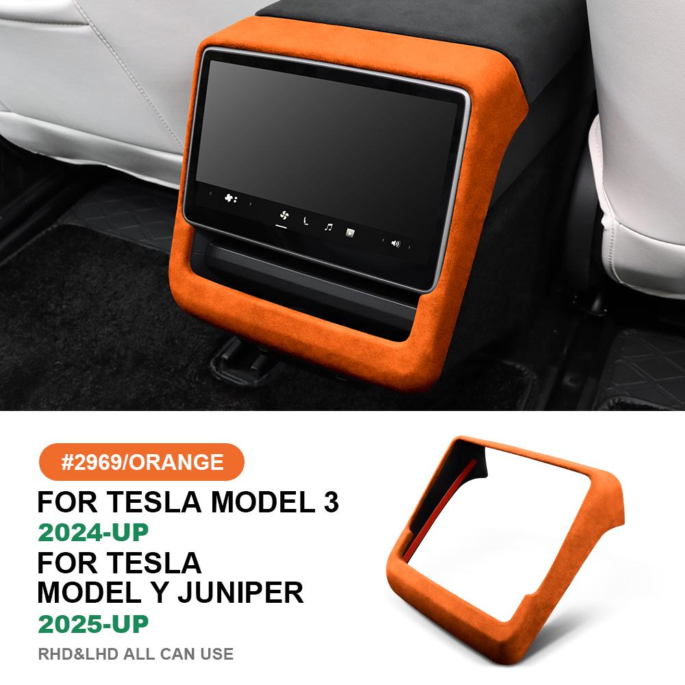 Итальянская Замша Премиум для Tesla Model 3 Highland 2025-Model Y Juniper 2025-Up Накладка на Рамку Заднего Экрана Защита от Царапин Авто Аксессуары