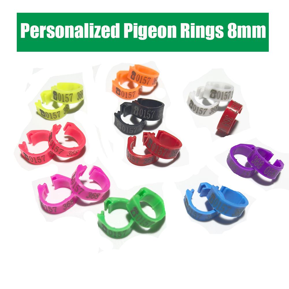 Personalized Pigeon Foot Ring Inner Diameter 8mm Print ''Name/Phone Number" Bird doves Foot Ring 100 Pcs