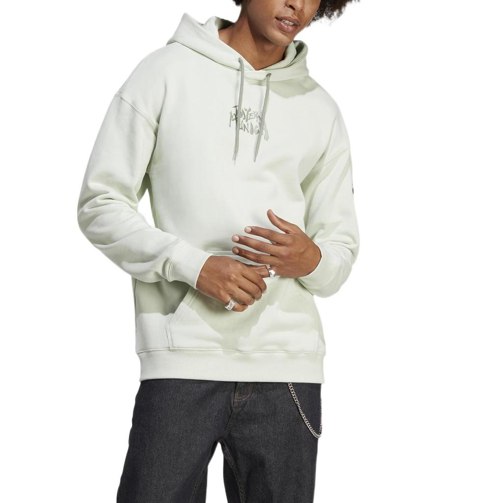 Adidas Толстовка с карманом кенгуру с буквенным узором, мужские топы, светло-зеленый HT8830