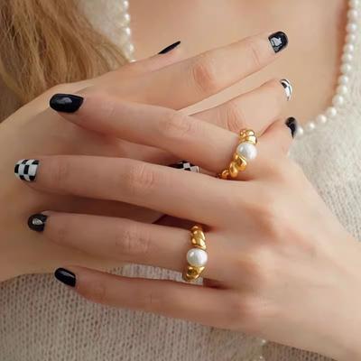 Кольцо с жемчугом Hepburn Twist из натурального пресноводного жемчуга, женское нишевое кольцо класса люкс, покрытие из титановой стали