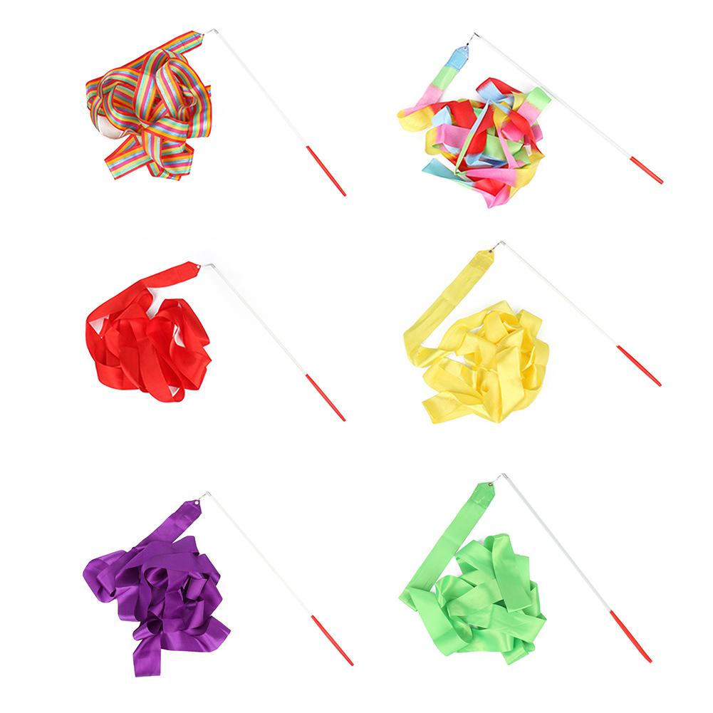 2 м Гимнастические ленты для танцев Тренировочное гимнастическое ритмическое оборудование Радужная палочка для кручения Художественная балетная лента для детей