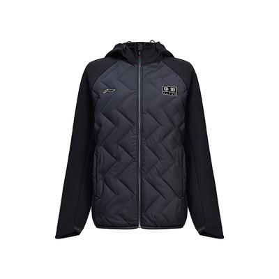 Спортивная серия Lifestyle с капюшоном, однотонный реглан с длинным рукавом, утолщенный пуховик на молнии, женская верхняя одежда, темно-синий цвет AYMU278-1