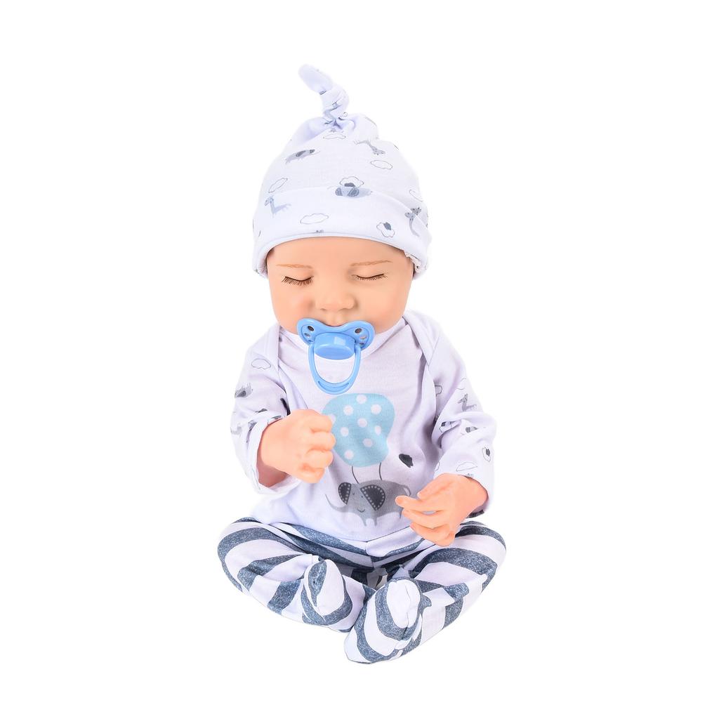 18inch Cute Lifelike Baby Boy Doll Short Hair High Simulation Vinyl Doll with Magnetic Pacifier