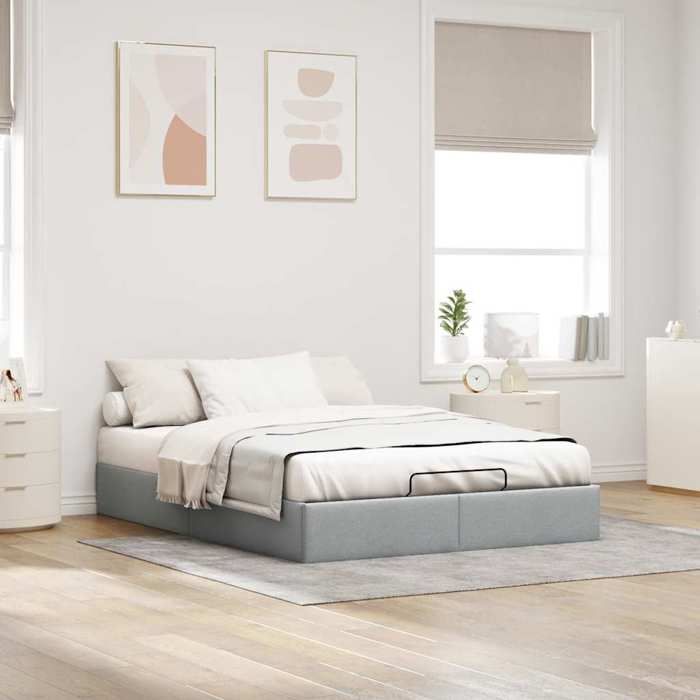 VidaXL Cadre de lit ottoman sans matelas gris clair 140x200 cm tissu, cadre de lit, cadre de lit rembourré, cadre de lit 3310882