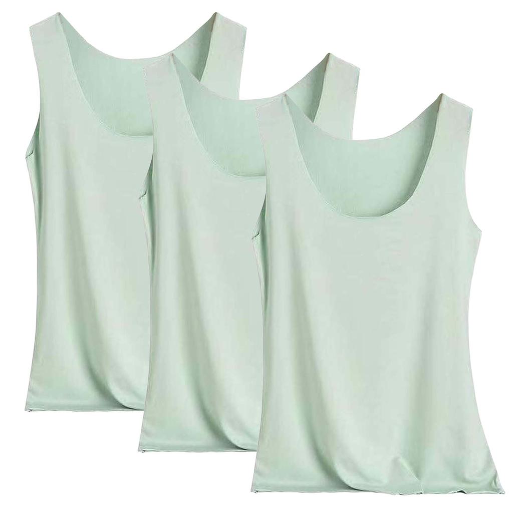 Women's Solid Color Tank Top Seamless Silk Undershirt Sleeveless Shirt