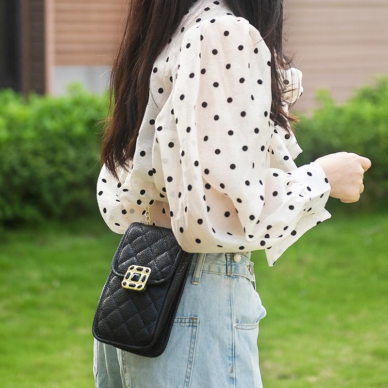 Тренд Сумка Икра Сумка для мобильного телефона Модная Матовая Текстурированная Ромбовидная Цепочка Маленькая Квадратная Сумка Вышитая Сумка на Плечо