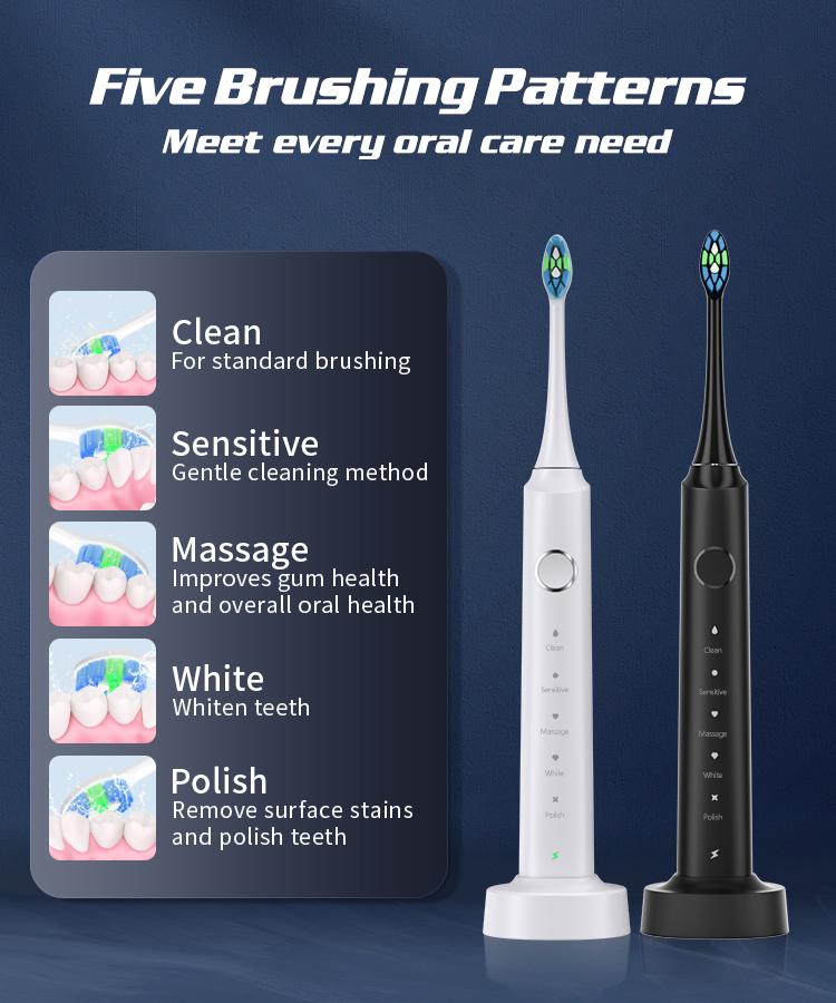 Sonic Electric Toothbrushes for Adults Smart TimerTeeth Whitening Toothbrush IPX7 Waterproof 6 Replaceable Heads Set