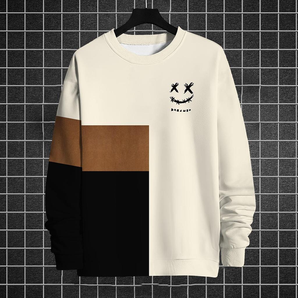 Парные платья Смешные мужские толстовки Графические футболки с длинным рукавом Печатные футболки Свободные толстовки с круглым вырезом Мужская одежда больших размеров Топы