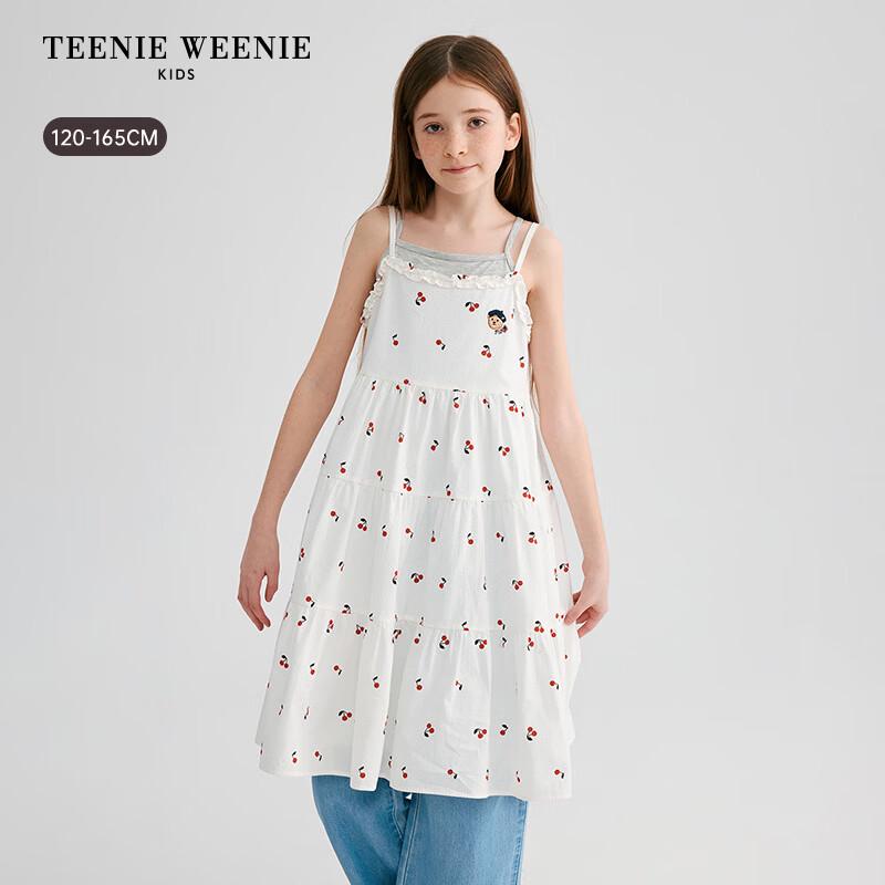 Teenie Weenie Девочкин сарафан с принтом вишни на бретельках