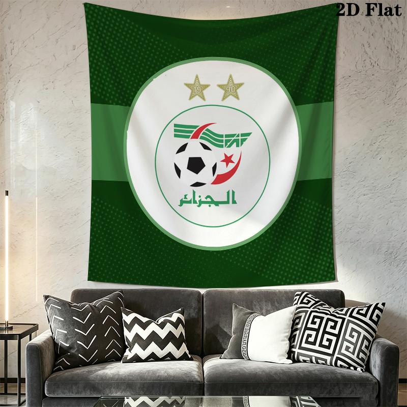 Algerian Football Wall Tapestry Aesthetic Wall Hanging Printed Fabric Blanket Decorative Tapestries for Bedroom Living Room Home Decor
