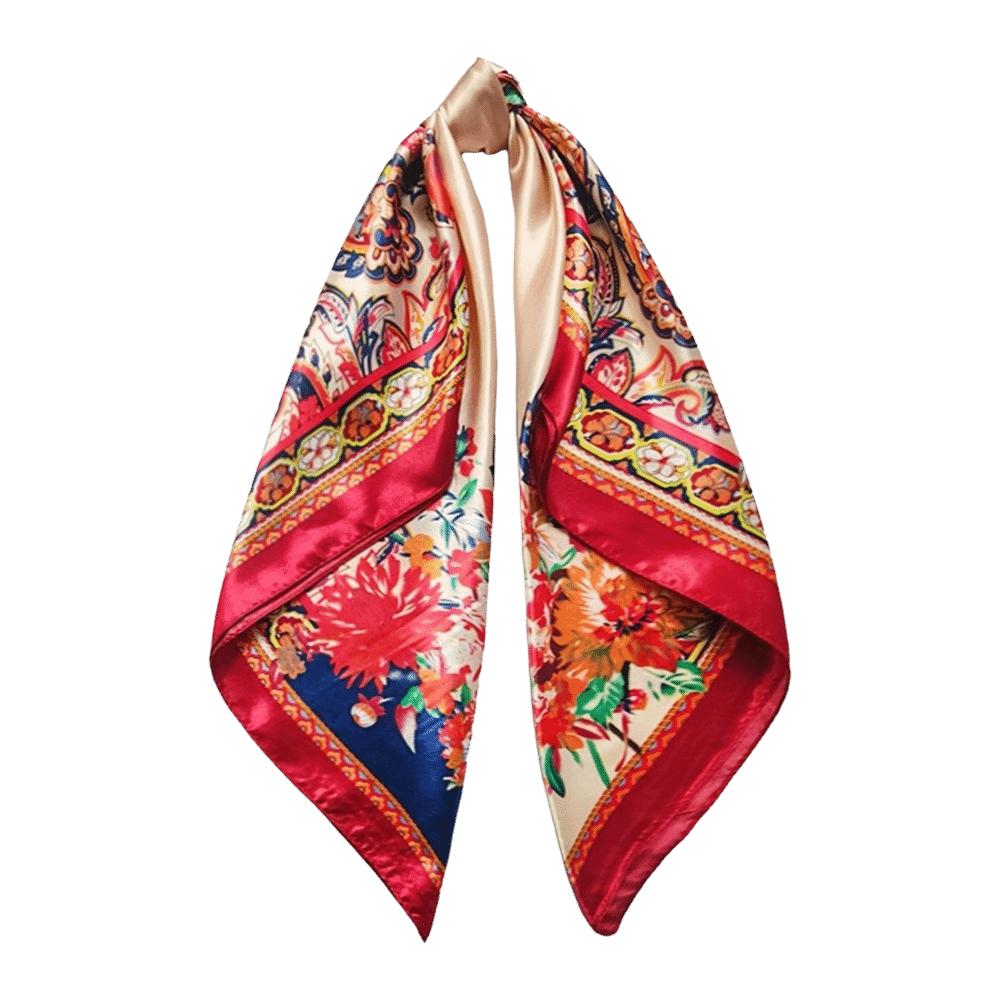 Floral Printed Women's Scarf Bohemian Neckerchief Hijab Silk Scarf Square Shawl Sunscreen Cover