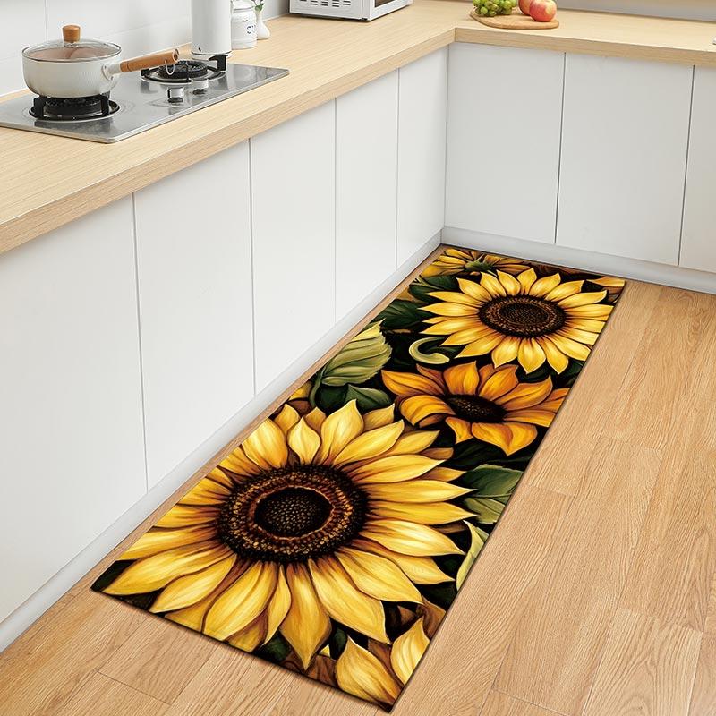 Sunflower Carpet Flower Retro Area Floor Mat Suitable for Living Room, Bedroom, Office Door Mat Modern Home Decoration Mat Bathr