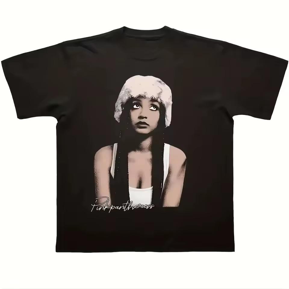 2000s Fuzzy Hat Girl Vintage Y2K Pop Aesthetic Grunge Graphic Tee Cotton Mens Womens T shirt Summer Streetwear