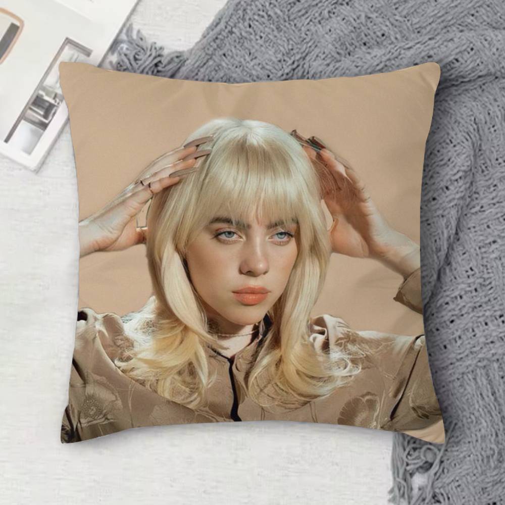 BBillie Eilish Doublesided Printed Square Decorative Cushion Cover for Sofa Living Room Home Decor