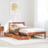 VidaXL Bed Frame with Drawers Wax Brown 90x200 Cm Solid Pine Wood, Slatted Base, Single Bed Frame, Wooden Bed Frame 3301555