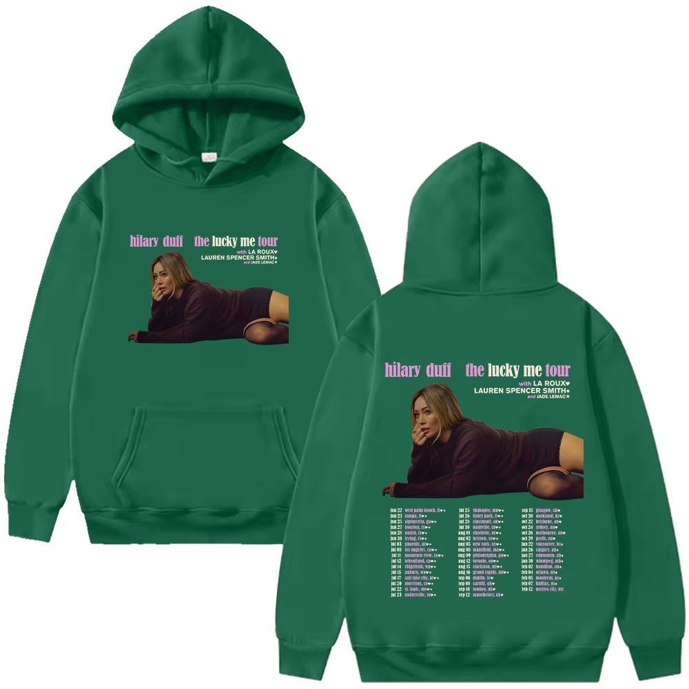 Хилари Дафф Худи The Lucky Me Tour 2026 Новые Уличные Пуловеры Мужские Женские Мода Поп-Музыки Оверсайз Худи с Графикой