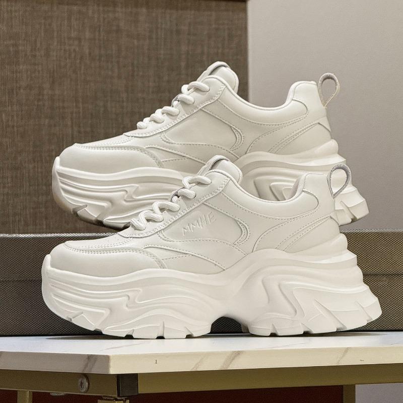 Белые туфли на платформе в стиле "dad shoes", новая осенняя женская обувь, небольшой подъем высоты см, повседневные спортивные маленькие белые туфли
