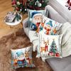 Рождественская тема Диван Автомобильная наволочка Санта-Клаус Лось Лен Плюш Принт Наволочка