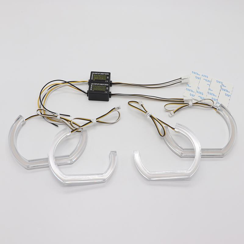 DTM M4 Style Horseshoe Shape White + Yellow Color Day Light LED Crystal Angel Eyes rings Kit For BMW E83 X3 03-10 Retrofit