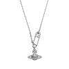 VIVIENNE WESTWOOD Брошь с кристаллами Lucrece, Ожерелье-зажим для бумаг, Женское ожерелье, Серебро, Латунь 6302029102P102P102