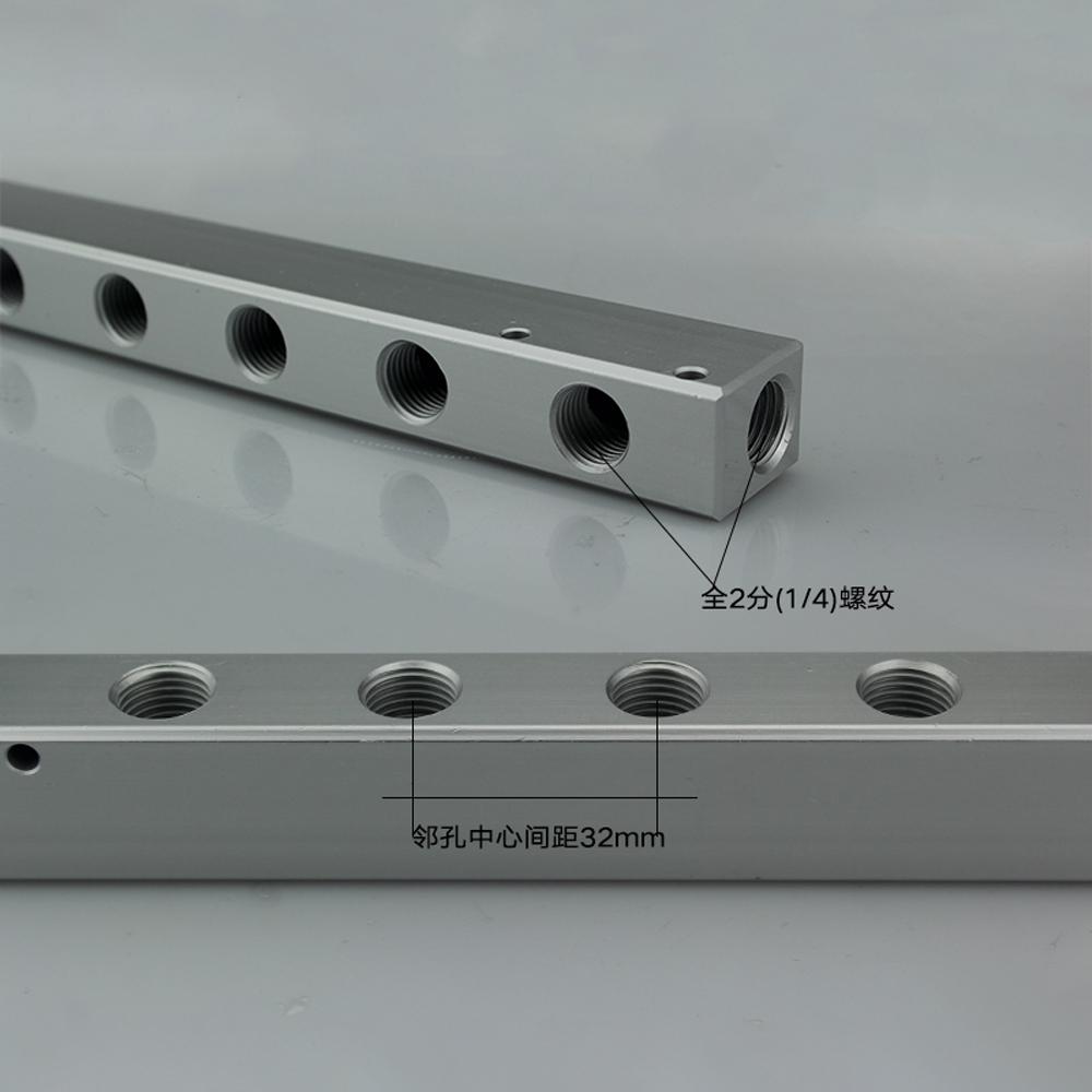 20x25мм ШxВ 1/4" BSP Внутренняя 2 3 4 5 6 7 8 10-ходовой 4-12 портов Сплошной алюминий Пневматический распределительный блок-разветвитель