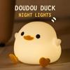 1pc Doudou Duck Night Light Children's Gift Soft Light Eye Care USB Charging Timing Automatic Clap Silicone Lamp