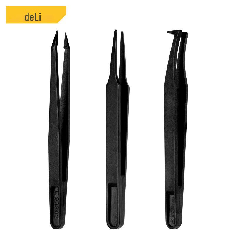 Deli Anti-static Tweezers Set, 3-Piece
