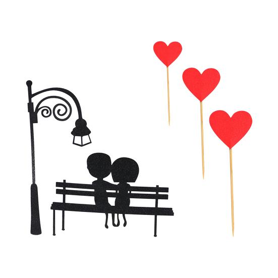 3 Set Cake Topper Love Heart DIY Exquisite Workmanship Sweet Lovers Cupcake Topper