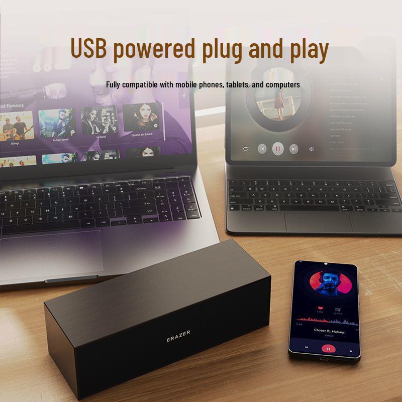 D02 Bluetooth Деревянный Сабвуфер Настольные Колонки - USB Проводные для ПК/Ноутбука