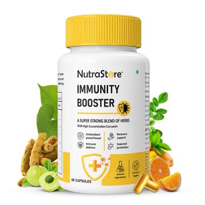 NutraStore Усилитель иммунитета для мужчин и женщин | Куркумин, Гилой, Амла, Моринга, Имбирь, Апельсин и Пиперин | Ежедневная добавка для здоровья | 60 капсул