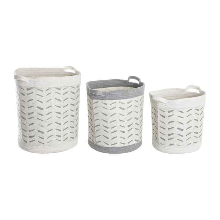 Panier - Noname - Lot de 3 - Coton gris - 35 x 35 x 40 cm - Design simple