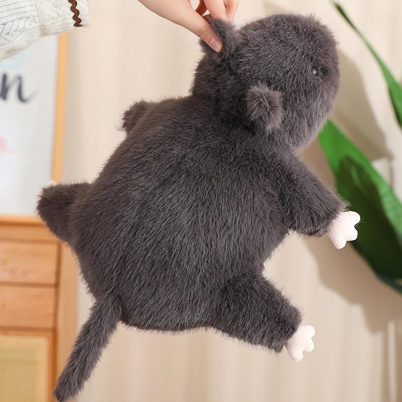 355070Cm Simulation Big Black Mouse Plush Toys Funny Lying Rat Pillow Stuffed Animal Dolls Interesting Room Decor Gift