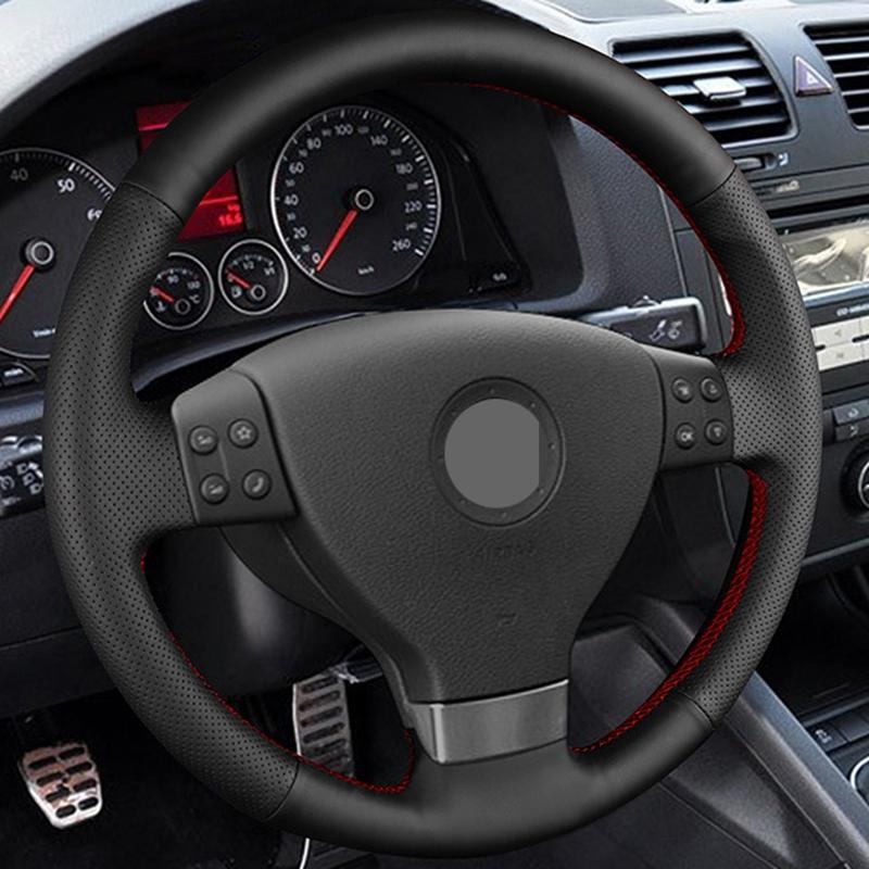 Индивидуальный чехол на руль автомобиля, ручное шитье, Нескользящие автомобильные аксессуары для Volkswagen Golf 5 Mk5 Passat B6 Tiguan 2007-