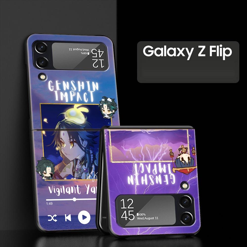 Чехол для телефона Z Flip 4 для Samsung Galaxy Z Flip 3 5G ZFlip3 Flip3 zflip Flip4 черный жесткий чехол для ПК Genshin Impact xiao Music Shell